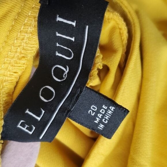 Eloquii Yellow Midi Dress Sleeve Stretch Knit Classic Mock Neck - Picture 7 of 7